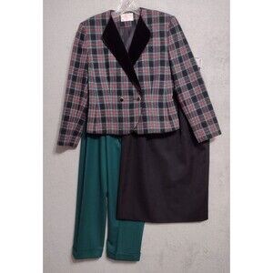 PENDLETON 100% Wool CHRISTMAS Blazer, Skirt, Pants TARTAN PLAID-6-Lined-MINT VTG
